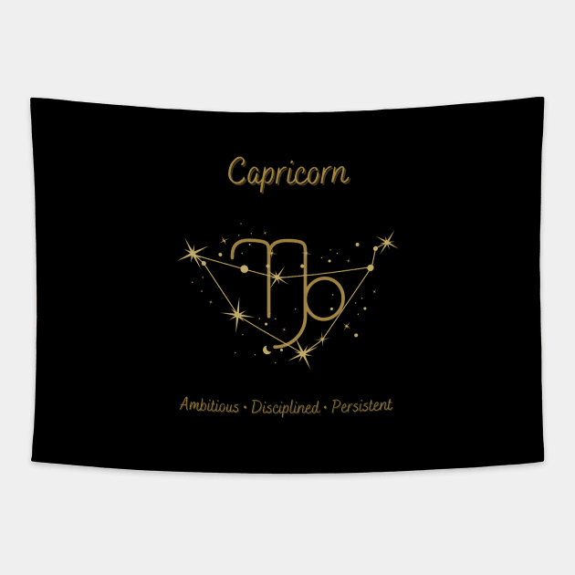 Astrology Collection - Capricorn (Symbol & Constellation) Tapestry by Tanglewood Creations