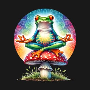 Frog Yogi | Mushroom Yoga | T Shirt Design T-Shirt