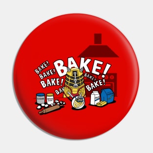 Funny Retro Alien Villain Baking Cartoon Quote Pin