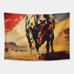 Running of the Bulls Spain Flag Travel Tourism Retro Vintage Tapestry