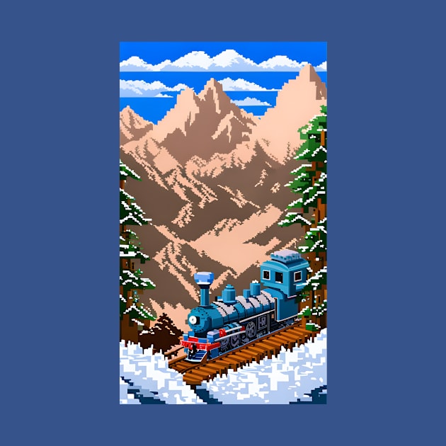 Train Over the Mountain Pixel art by clownescape