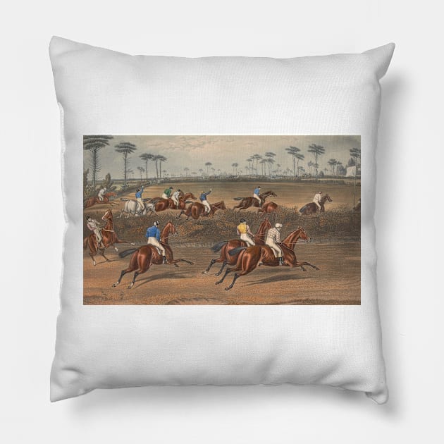 Leamington Grand Steeple Chase - Mr. Christian on Scripton by Charles Hunt Pillow by Classic Art Stall