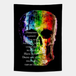 Rainbow Skulls- MLK Jr Quote - Darkness- love is love Tapestry