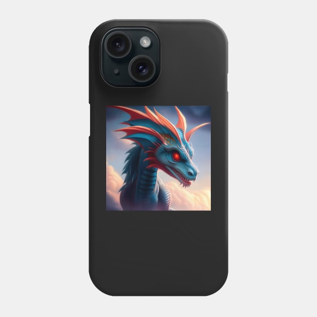 Blue Dragon with Pink Fins and Red Eyes Phone Case by dragynrain