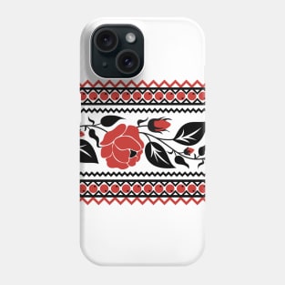 Print with Red Rose Inspired by Ukrainian Traditional Embroidery Phone Case