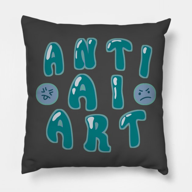 Anti AI Art Pillow by Sketchyleigh