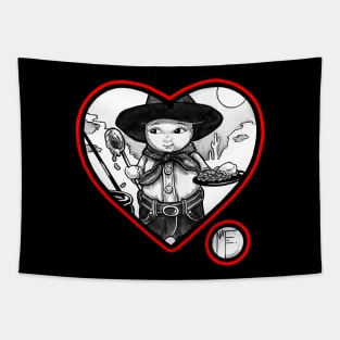 The Little Cowboy - Red Outlined Version Tapestry