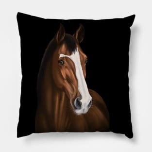 Realistic Brown/Red Horse with Blaze Pillow