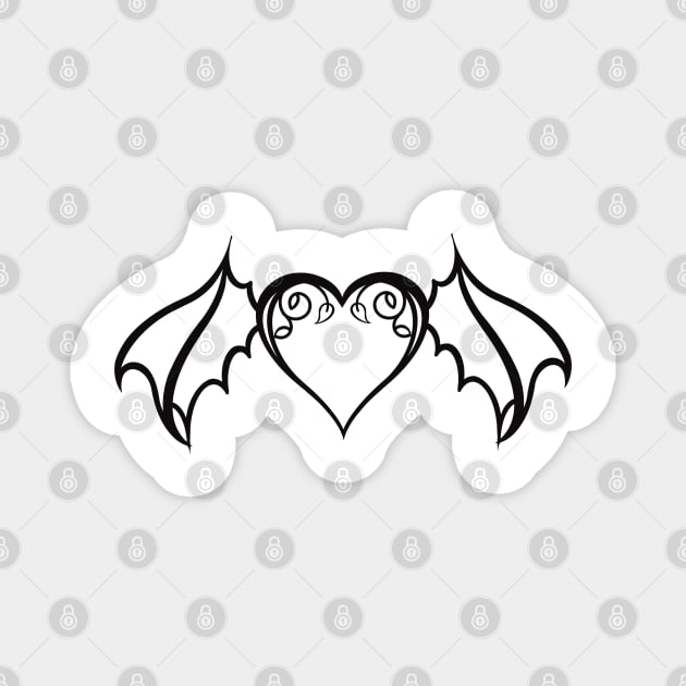 Black Bat Heart Magnet by Twisted Teeze 