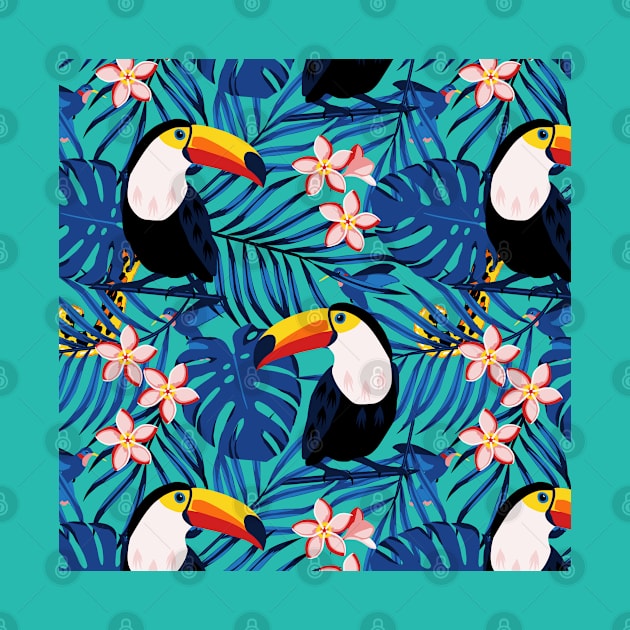 Toucans in Blue Jungle by nadyabasos