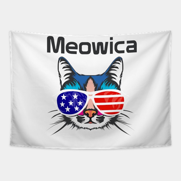 Meowica Shirt Patriotic Cat day Tapestry by Superior T-Shirt