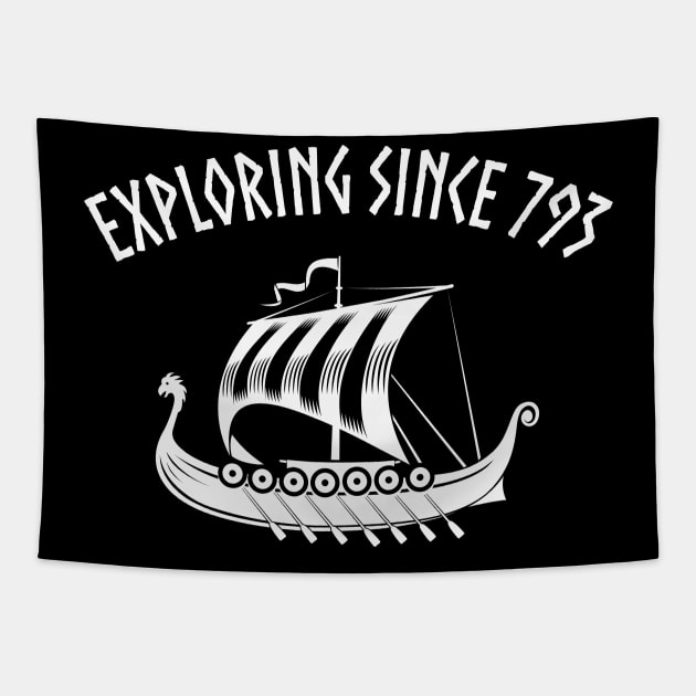 Viking Dragon Boat Discoverer Humor Boat Tapestry by Foxxy Merch