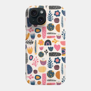 Scandinavian cute abstract shapes, flowers, hearts Phone Case