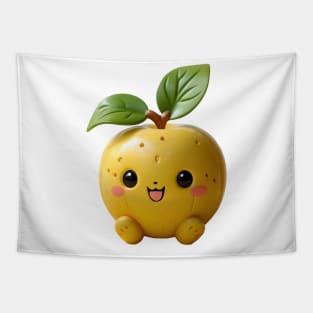 Happy Kawaii Yellow Apple Buddy Tapestry