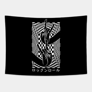 Japanese Hand On Chess With Mudra Rock N Roll Tapestry