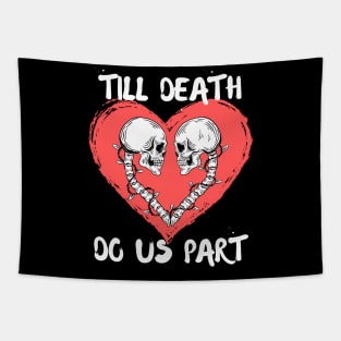 Till Death Do Us Part Skeleton/Skull Pink Heart Tapestry