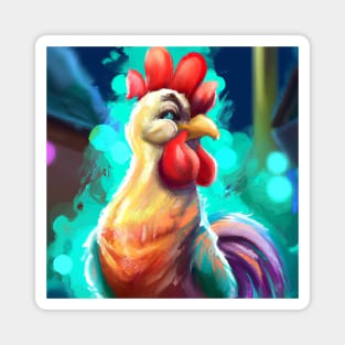 Cute Rooster Drawing Magnet