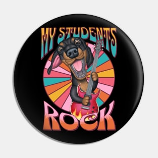 Fun colorful dachshund playing guitar for My students Rock Pin