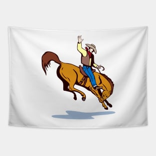 Bronc Riding Competition Retro Tapestry