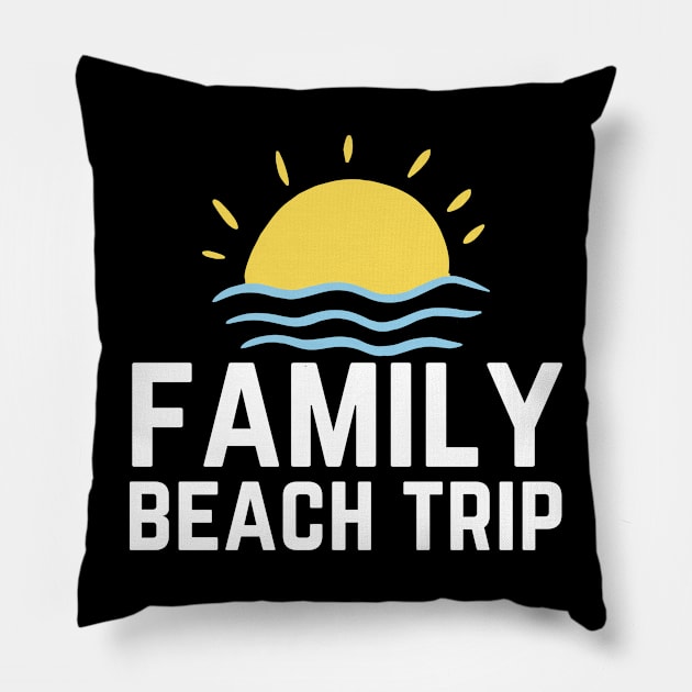 Family Beach Trip Pillow by HobbyAndArt