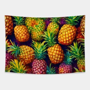 Pineapple In Pride Rainbow Tapestry