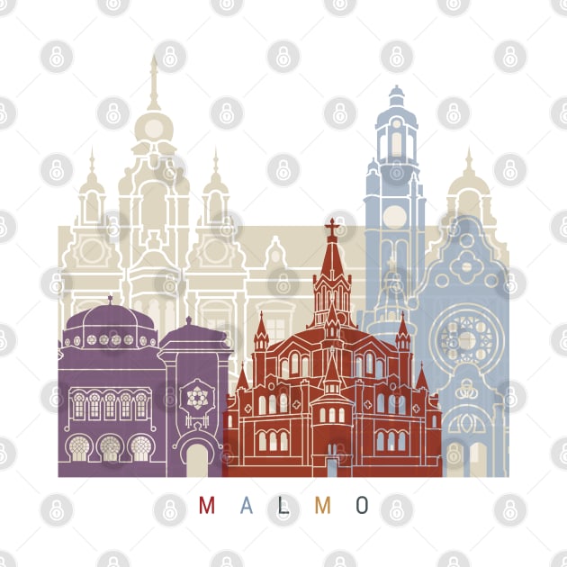 Malmo skyline poster by PaulrommerArt