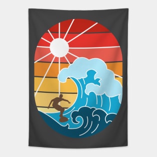 Surfing Bali Vintage Sunset Bali Retro Tapestry