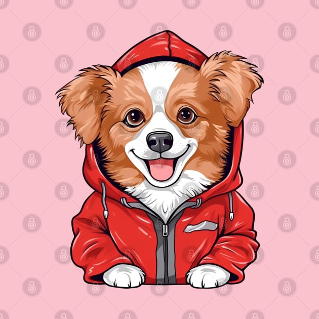 Kawaii Dog with red jacket, Charming Kawaii Dog by hippohost