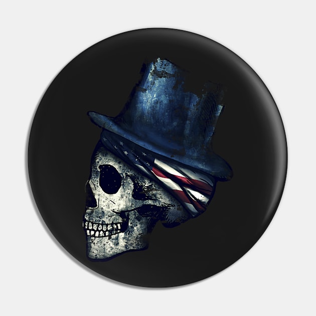 4th of July Skull American USA Flag Pin by Evoke Collective