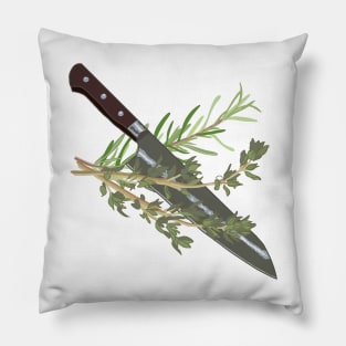 Knife, Thyme, Rosemary Pillow