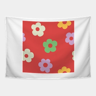 Chunky Retro Flowers - Bright & Colorful Cherry Combo Tapestry