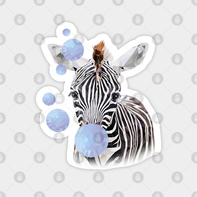 Zebra with bubblegum Magnet by Renasingsasong