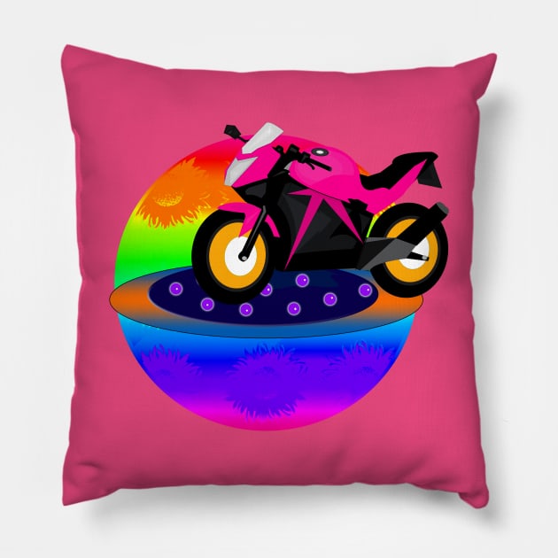 Pink Motorcycle Pillow by momomoma