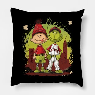 The Grinch Vs Cleveland Indians Logo: Epic Encounter Pillow