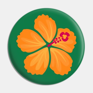 Orange Hand Drawn Hibiscus Flower Pin