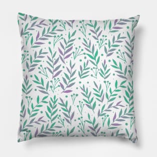 Watercolor branches - pastel green and very peri Pillow