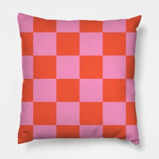 Checked pattern Orange and Pink checkerboard Pillow