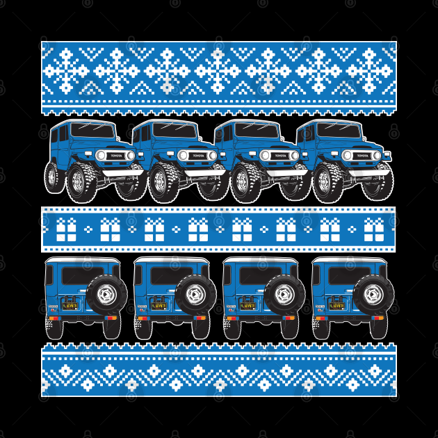 FJ40 Christmas Sweater in Blue by Bulloch Speed Shop