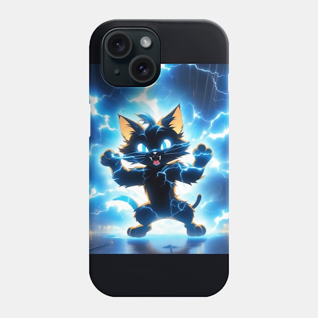 Mad Electric Cat Phone Case by Spaceboyishere