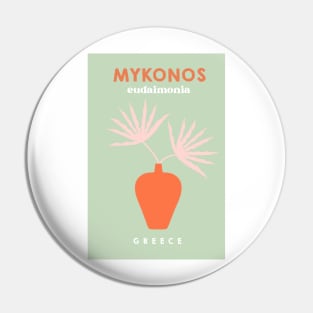 Retro Mykonos Island Plant Green Pin