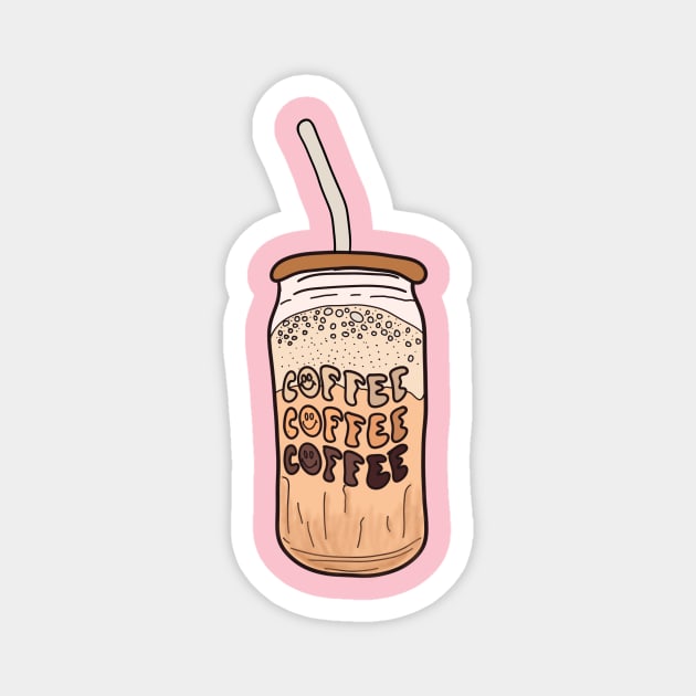 Kawaii aesthetic Iced coffee Magnet by CAFFEIN