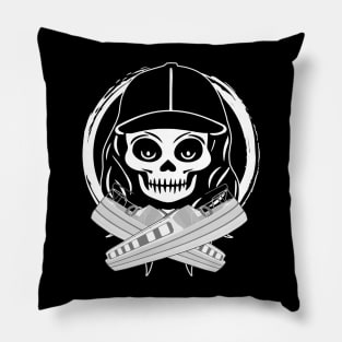Gongoozler Skull and Crossed Narrowboats White Logo Pillow