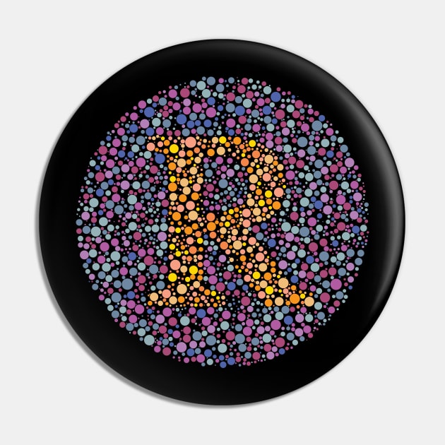 Letter R Ishihara Test Pin by CorneaDesigns