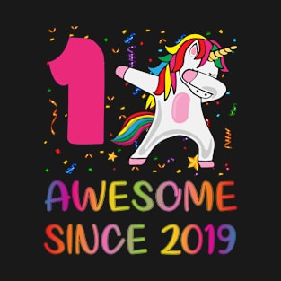 1 Year Old 1st Birthday Unicorn Dabbin T-Shirt