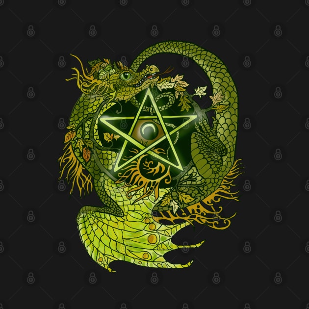 Pentagram Dragon In Green by Shadowind