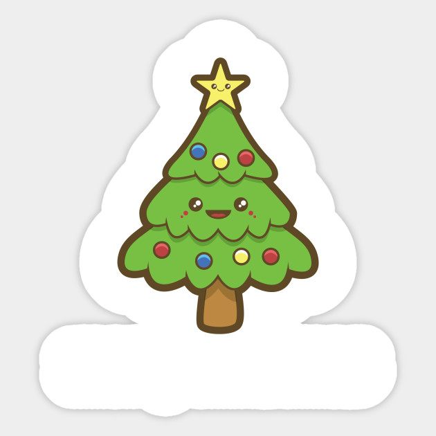 Kawaii Christmas Tree Childrens Sticker Teepublic