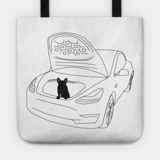 French Bulldog Puppy in a Tesla Model 3 Frunk Tote