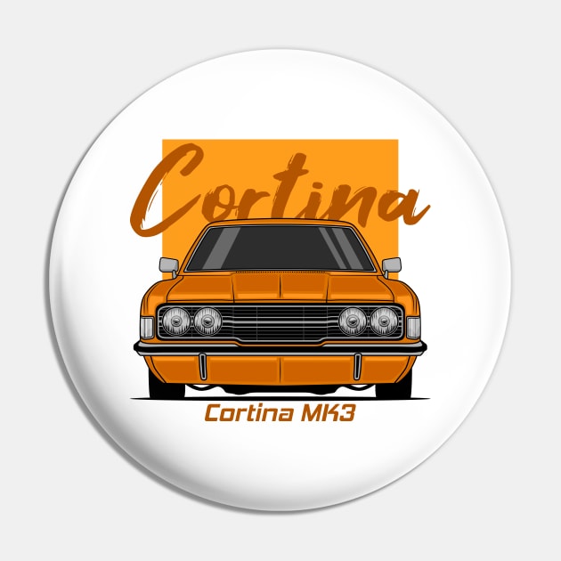 Front Orange Cortina MK3 Classic Pin by GoldenTuners