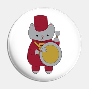 Marching Band Cat Bass Drum Maroon and Gold Pin