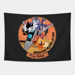 F-14 Tomcat - Operation Desert Storm - Pray, Baby! VF-31 - Grunge Style Tapestry